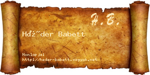 Héder Babett névjegykártya